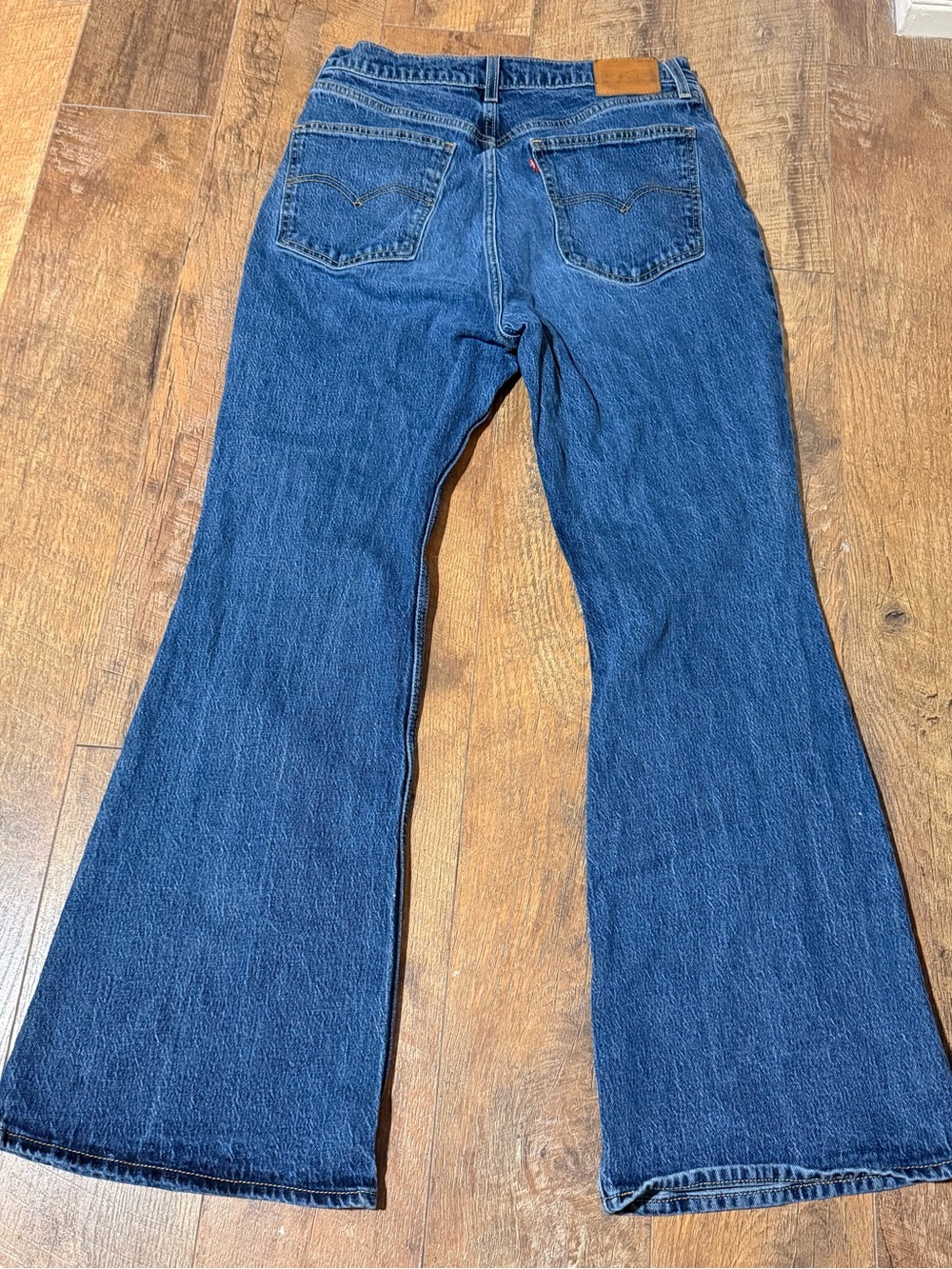 Levis Premium 70s High Flare Blue Jeans Womens 31 Big E Retro Boho Bell Bottom - Picture 2 of 6